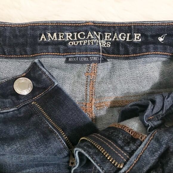 American Eagle Hi Rise Shortie Ripped Stretch High Waist denim jean shorts 4 - Picture 5 of 7